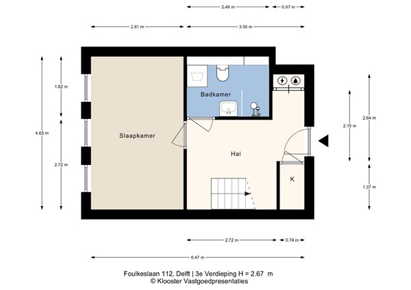 Plattegrond - Foulkeslaan 112, 2625 RC Delft - 3e Verdieping.jpeg